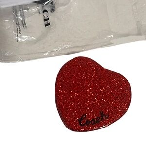 Coach Glittery heart shape purse mirror New. perfect size